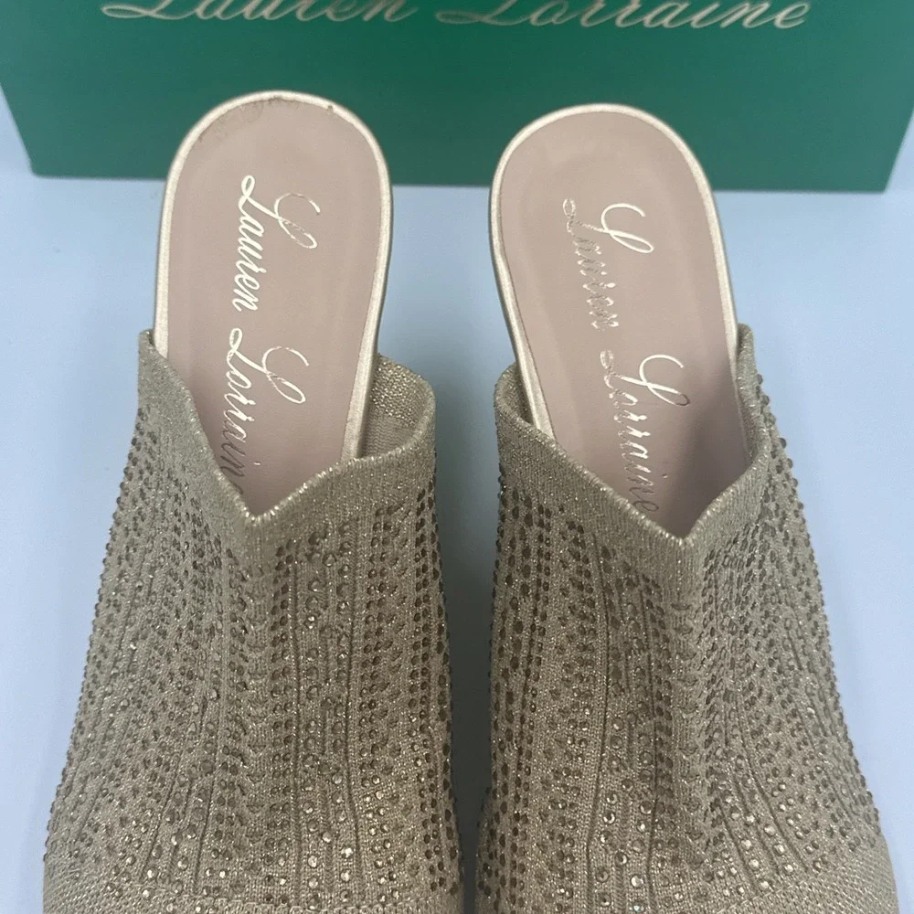 Lauren‎ Lorraine Martha Women's Wedge Sandal Gold Glitter Rhinestones Size 11